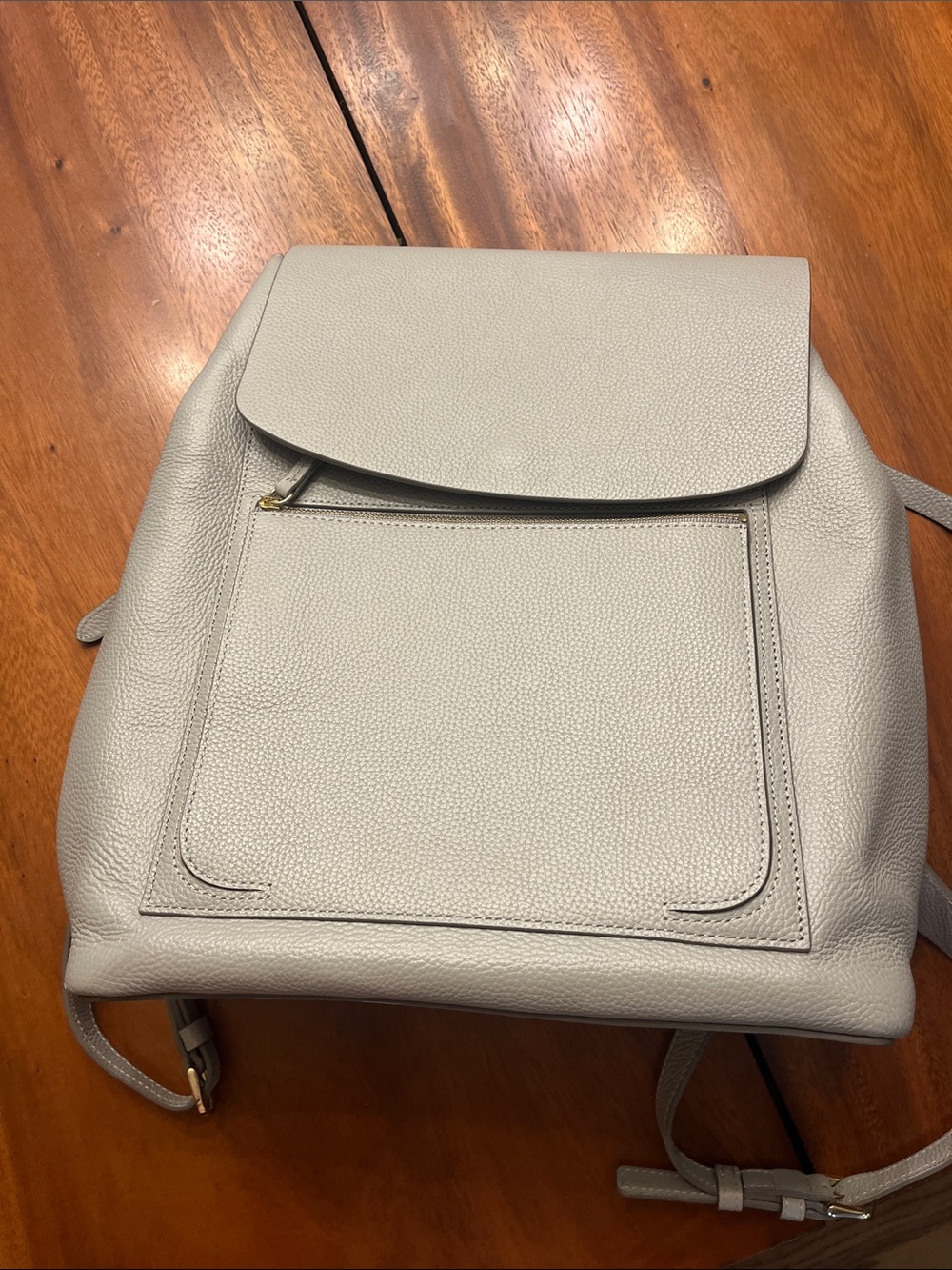 Nordstrom Light Gray Faux Pebbled Leather Backpack with Front Pocket
